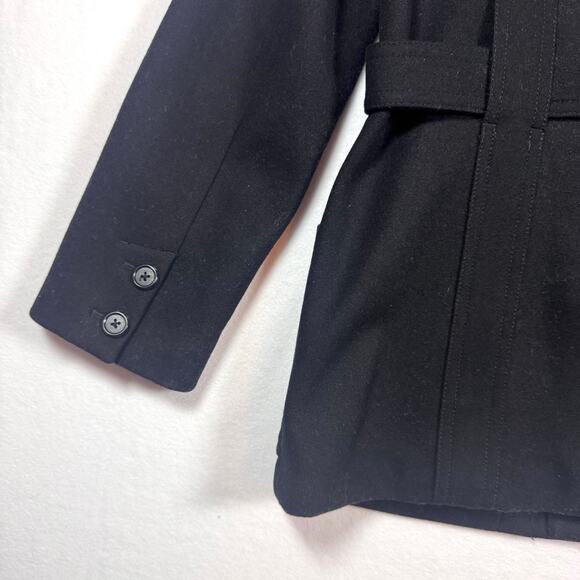 J.CREW Wool Blend Button Up Belted Utility Style Jacket Coat Size Medium Black - Picture 4 of 5